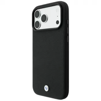 BMW Kevlar Metal Logo MagSafe-hoes voor iPhone 18 Pro / 17 Pro, zwart