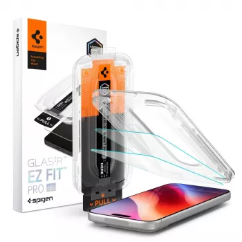 Spigen Glas.TR EZ Fit Pro HD AC 2-pack gehard glas iPhone 16 Pro Max / 17 Pro Max / 18 Pro Max doorzichtig