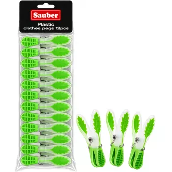 Sauber kunststof wasknijpers 12 stuks groen