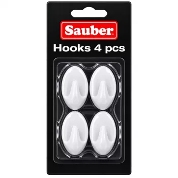 Sauber ovale haakjes, 4 st., 2,3x4 cm, wit