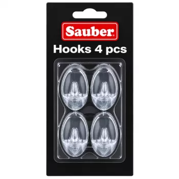 Sauber ovale haakjes, 4 st., 2,3x4 cm, transparant