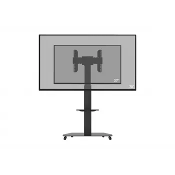 celexon Professional Adjust-3770MP tv-rolwagen voor flatscreens 32-70 inch (81,3-177,8 cm), geëloxeerd aluminium en satijn glas, zwart