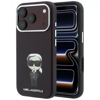 Karl Lagerfeld Smooth Ikonik Sketch MagSafe-hoes voor iPhone 18 Pro Max / 17 Pro Max, bordeaux