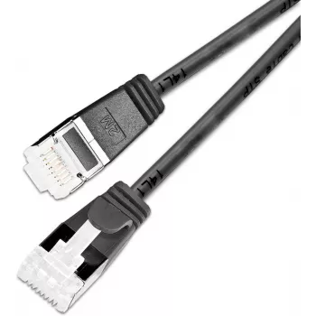 Wirewin SLIM Cat6a 10 Gigabit U/FTP lichtgewicht patchkabel, rond, Ø 3,8 mm, 0,15 m, zwart