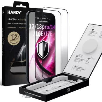 3mk DeepBlack anti-reflectie glas schermbeschermfolie voor Apple iPhone 13 / 13 Pro / 14 / 16e / 17e