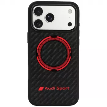 Audi RSQ Carbon Fiber Sport Red Circle MagSafe-hoesje voor iPhone 18 Pro Max / 17 Pro Max, zwart