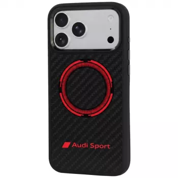 Audi RSQ Carbon Fiber Sport Red Circle MagSafe-hoesje voor iPhone 18 Pro Max / 17 Pro Max, zwart