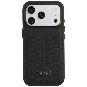 Audi leren MagSafe-hoesje voor iPhone 18 Pro / 17 Pro, zwart