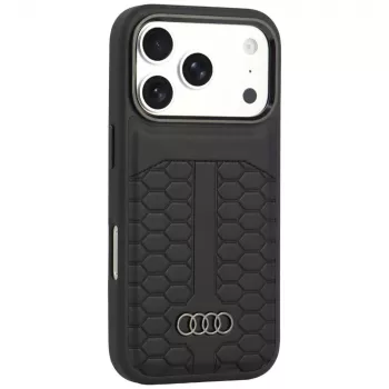 Audi leren MagSafe-hoesje voor iPhone 18 Pro / 17 Pro, zwart