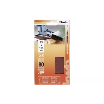 kwb 818308 schuurpapier korrel 80 (l x b) 185 mm x 93 mm 5 stuks