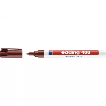 edding 400 permanentmarker, 1 mm ronde punt, navulbaar, bruin