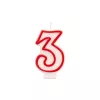 Papstar cijferkaars ”3 inch, 7,3 cm, wit/rood