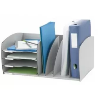 Paperflow opbergsysteem S, 4 vakken, grijs, polystyreen, 2 verstelbare scheidingswanden