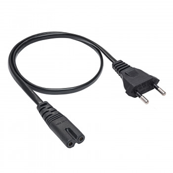Akyga AK-RD-04A netkabel CEE 7/16 (Eurostekker) naar IEC C7 (contra), CCA 2 x 0,5 mm², 0,5 m, zwart
