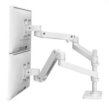 Ergotron LX Pro bevestigingsset voor monitoren (dubbele scharnierarm), modulair, voor 2 lcd-schermen, platte C-klem, wit, tot 24"