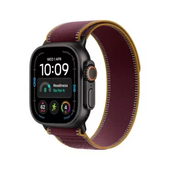 Apple Watch Ultra 4 smartwatch, GPS + Cellular, 49 mm, zwart, Trail Loop bordeaux, M/L