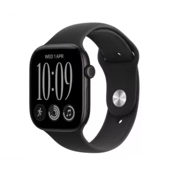 Apple Watch Series 12 GPS smartwatch, 46 mm, zwarte aluminium behuizing, zwarte sportband M/L