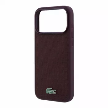 Lacoste PVC Iconic Petit Pique MagSafe-hoesje voor iPhone 18 Pro Max / 17 Pro Max, metalen logo, bordeaux