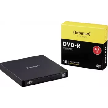 Intenso bundel met externe dvd-brander, Micro-USB B (USB 3.2 Gen 1), retailverpakking, zwart