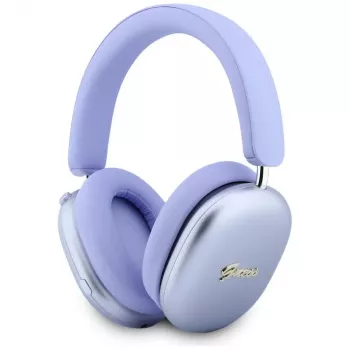 Guess GUE005825 on-ear Bluetooth-koptelefoon, Metallic Effect Metal Script Logo, ENC, paars
