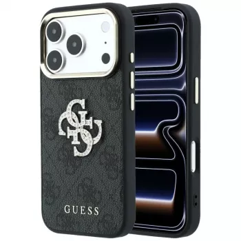 Guess GUE005499 4G & Big Strass Logo hoesje voor iPhone 18 Pro / 17 Pro, zwart