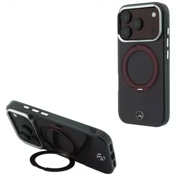 Mercedes Ring Stand Iconic Logo MagSafe hoesje voor iPhone 18 Pro Max / 17 Pro Max, bordeauxrood