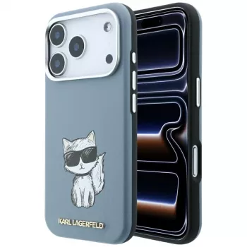 Karl Lagerfeld Smooth Choupette Sketch MagSafe hoesje voor iPhone 18 Pro Max / 17 Pro Max, lichtblauw