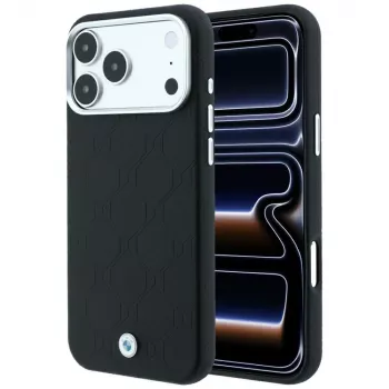 BMW Sign Deboss Quilted Metal Logo MagSafe smartphonehoesje voor iPhone 18 Pro / 17 Pro, zwart