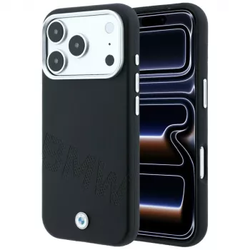 BMW Sign Inclined Deboss Letters MagSafe smartphonehoesje voor iPhone 18 Pro Max / 17 Pro Max, zwart