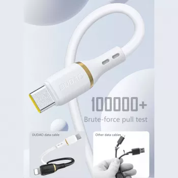 Dudao datakabel van vloeibare siliconen USB-C naar USB-C 1 m 60 W, wit