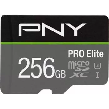 PNY PRO Elite P-SDU256V31100PRO-GE microSDXC-geheugenkaart, 256 GB, UHS-I U3, A1, V30, met SD-adapter