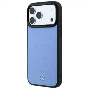 Mercedes Leather Mesh with Bow Line MagSafe hoesje voor iPhone 18 Pro Max / 17 Pro Max, blauw
