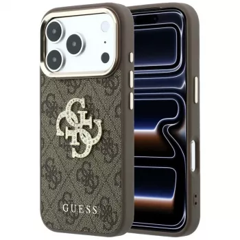 Guess 4G & Big Strass Logo hoesje voor iPhone 18 Pro / 17 Pro, bruin