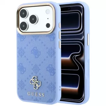 Guess Peony 4G Small Logo MagSafe hoesje voor iPhone 18 Pro / 17 Pro, lichtblauw
