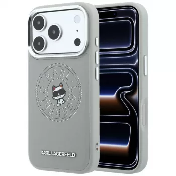 Karl Lagerfeld Point & Choupette Sketch MagSafe hoesje voor iPhone 18 Pro / 17 Pro, grijs