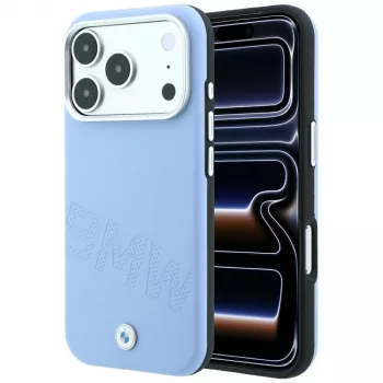 BMW BMW001242 Sign Inclined Deboss Letters MagSafe-hoesje voor iPhone 18 Pro Max / 17 Pro Max, blauw