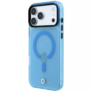 BMW BMW001318 Sign Frosted IML & Metal Logo MagSafe-hoesje voor iPhone 18 Pro Max / 17 Pro Max, blauw
