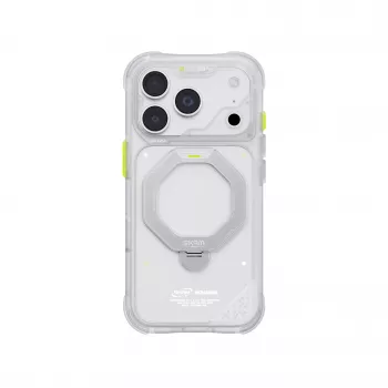 Skinarma Saturn MagSafe hoesje met draaibare standaard voor iPhone 18 Pro / 17 Pro, frost