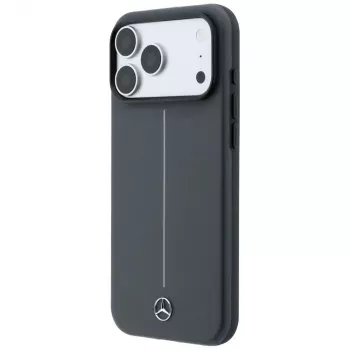 Mercedes Mer008907 Leather Semi Wrap with Iconic Line MagSafe-hoesje voor iPhone 18 Pro / 17 Pro, antraciet