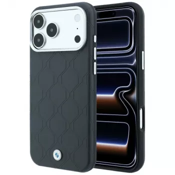 BMW Sign Deboss Quilted Metal Logo MagSafe-hoesje voor iPhone 18 Pro / 17 Pro, antraciet