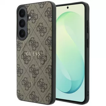 Guess Embossed 4G Ring Classic Logo MagSafe smartphonehoesje voor Samsung Galaxy S26 FE, bruin