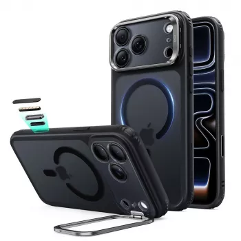 ESR Classic Hybrid Kickstand MagSafe hoesje voor iPhone 17 Pro Max / 18 Pro Max, mat zwart