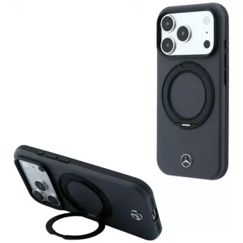 Mercedes Leather with Ring Stand MagSafe hoesje met ringstandaard voor iPhone 18 Pro Max / 17 Pro Max, antraciet