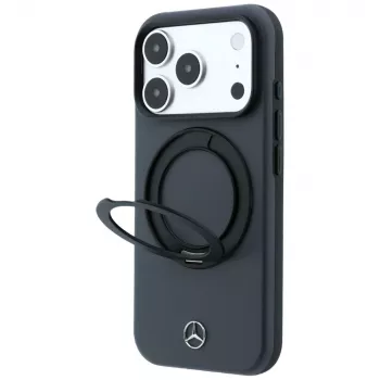 Mercedes Leather with Ring Stand MagSafe hoesje met ringstandaard voor iPhone 18 Pro Max / 17 Pro Max, antraciet