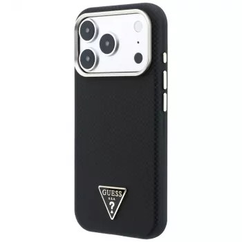 Guess Kevlar Triangle Logo MagSafe hoesje voor iPhone 18 Pro Max / 17 Pro Max, zwart