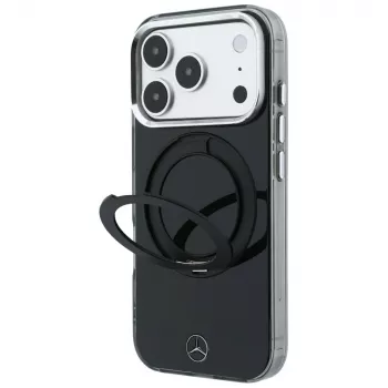 Mercedes Ring Stand Iconic Logo hoesje met MagSafe voor iPhone 18 Pro / 17 Pro, zwart