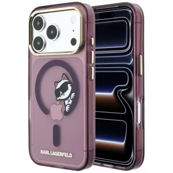 Karl Lagerfeld Peekaboo Logo hoesje met MagSafe voor iPhone 18 Pro Max / 17 Pro Max, bordeaux
