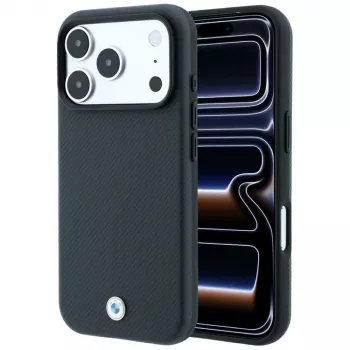 BMW Sign Kevlar Metal Logo MagSafe hoesje voor iPhone 18 Pro Max / 17 Pro Max, antraciet