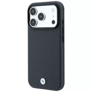 BMW Sign Kevlar Metal Logo MagSafe hoesje voor iPhone 18 Pro Max / 17 Pro Max, antraciet