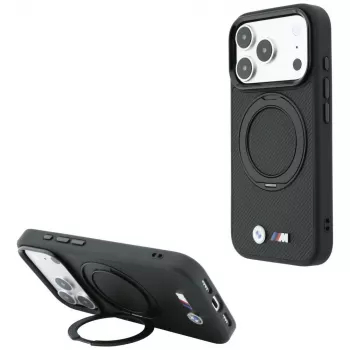BMW Kevlar Ring Stand 360 MagSafe hoesje voor iPhone 18 Pro / 17 Pro, zwart